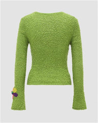 Cute Three-Dimensional Floral Sweater