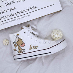 Cartoon Cute Cat Mouse Print Canvas Shoes