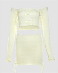 Off Shoulder Cut Out Two-Piece Set
