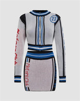 Racing Club Cardigan & High-Waist Skirt Coord Set