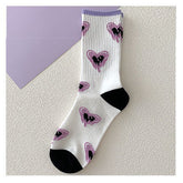 7 Pairs Purple Love Socks Fried Street Mid-tube Socks