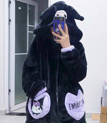 Cute Kuromi Fleece Winter Pajamas Sets