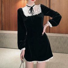 Larme Doll Velvet Lace Mini Dress