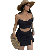 Metal Halter Top Mini Skirt Set