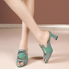 Fish-Mouthed Thick-Heeled High Heels