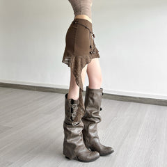 Irregular Lace and Ribbon Half-Length Dress