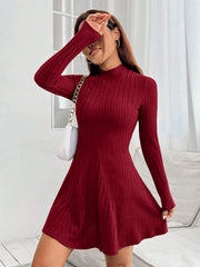 High-Necked And Waist-Hugging A-Line Skirt
