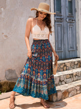 Printed Fringed Beach Wave Midi Skirt