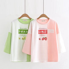 Japanese Two-Toned Fruit Long Sleeve T-shirt