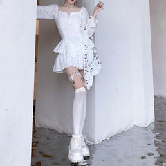 Long sleeve Lace-up Dress