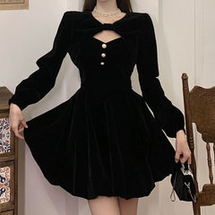 Long Sleeve Velvet Cocktail Party Dress