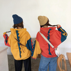 Cute Dinosaur Color-block Hoodie