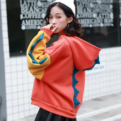 Cute Dinosaur Color-block Hoodie