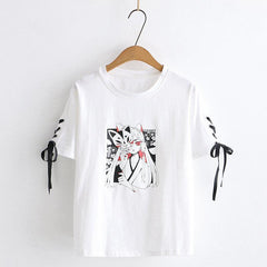 Japanese Fox Lace-Up T-shirt