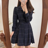 Vintage Plaid Korean Dress