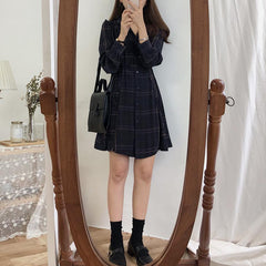 Vintage Plaid Korean Dress