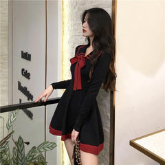 Knitted Bow Collar Dress