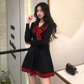 Knitted Bow Collar Dress