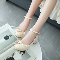 Ballerina Bow Mid Heel Mary Jane Women's Shoes
