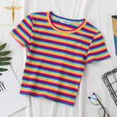 Rainbow Striped Harajuku T-shirt