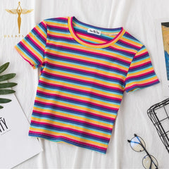 Rainbow Striped Harajuku T-shirt
