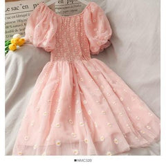 Puffy Sleeve Embroidered Dress