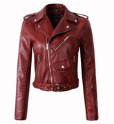 Leather Jackets Faux Motorcycle Moto Biker Coat Short Outwear