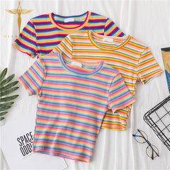 Rainbow Striped Harajuku T-shirt