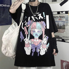 Pastel Goth Masked Harajuku Girl Tee