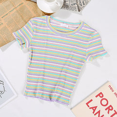 Rainbow Striped Harajuku T-shirt
