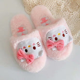Winter Plush Bowtie Sweet Girl Cute Home Slipper