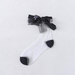 Lolita Pearl Bow Transparent Sock