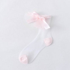 Lolita Pearl Bow Transparent Sock