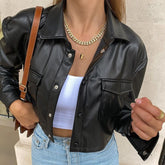 Autumn Chic Cropped Leather Jacket