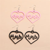 Pink Big Peach Heart Earrings