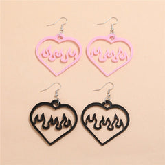Pink Big Peach Heart Earrings