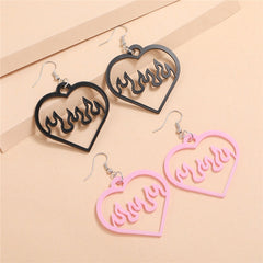 Pink Big Peach Heart Earrings