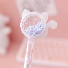4 Pcs Stationery Kawaii Gel Pen Cat Glitter Design