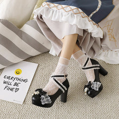 Cute Bow Lace Mary Jane Lolita High Heels