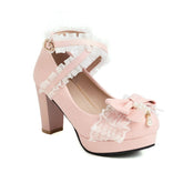 Cute Bow Lace Mary Jane Lolita High Heels
