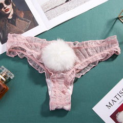 Sexy Lace Rabbit Tail G-string