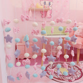 Lovely Pink Stars Bow Plush Hanging Curtain