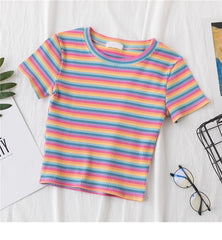 Rainbow Striped Harajuku T-shirt
