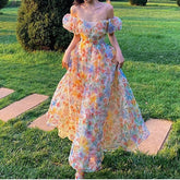 Off-Shoulder Summer Vacation Beach Floral Long Dress