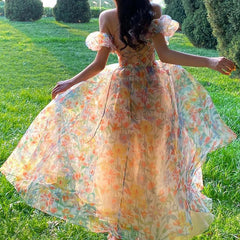 Off-Shoulder Summer Vacation Beach Floral Long Dress