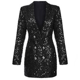 Women's Evening Sparkle Sequins Long Sleeve Blazer Jacket