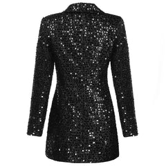 Women's Evening Sparkle Sequins Long Sleeve Blazer Jacket
