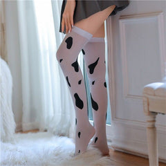 Over Knee White Cow Stockings