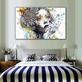 Wall Art Hippie Girl With Flowers Canvas Print