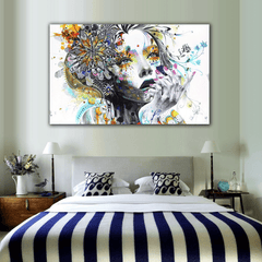 Wall Art Hippie Girl With Flowers Canvas Print